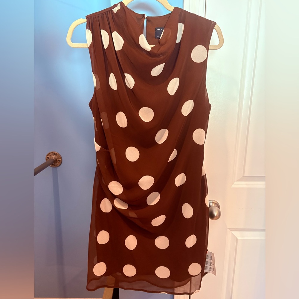 ASOS Brown Polka Dot Dress size 12 petite new with tags